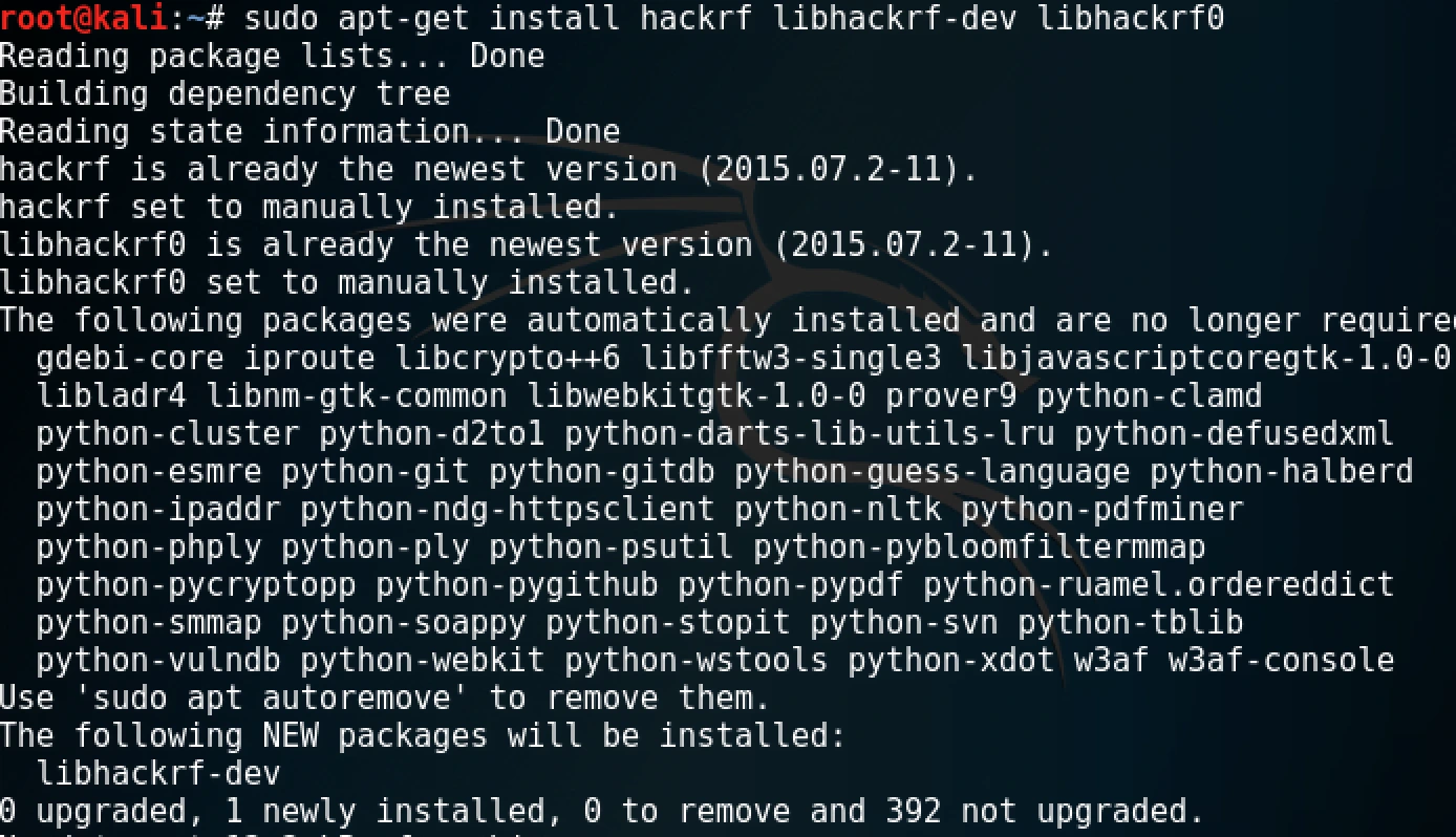 Install packages for setting up HackRF on Kali Linux