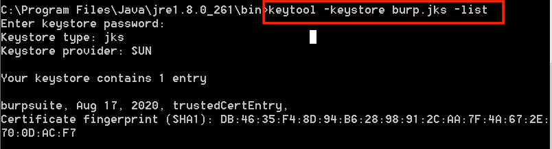 Verify Java KeyTool Import
