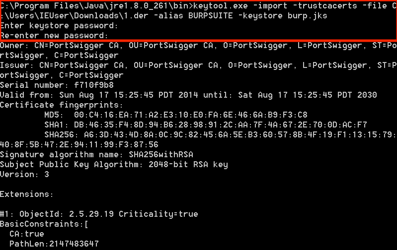 Java KeyTool Import Cert